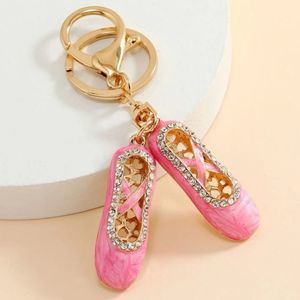 Rhinestone & Enamel Ballet 🩰 Slippers Keychain/Purse 👜🎒Charm ~ Dancer Gift 🎁
